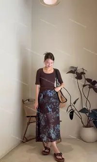   XIAOMEI ｜晕染印花松紧带高腰A字半身裙-5270
