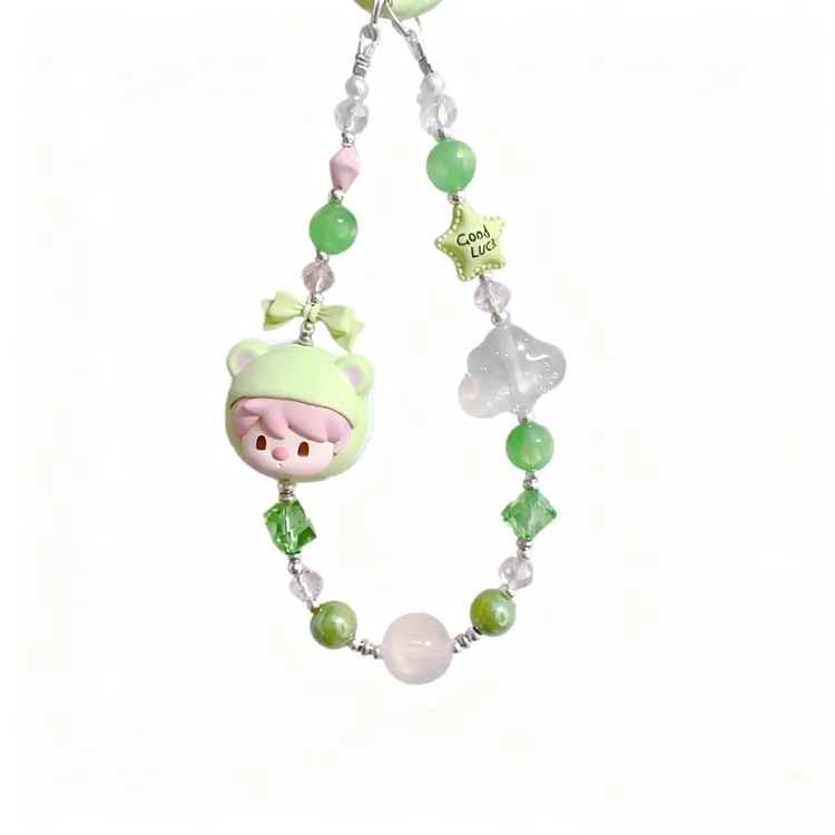 可爱马卡龙多巴胺手工diy萌粒原创手机链小熊挂件钥匙扣挂饰串珠