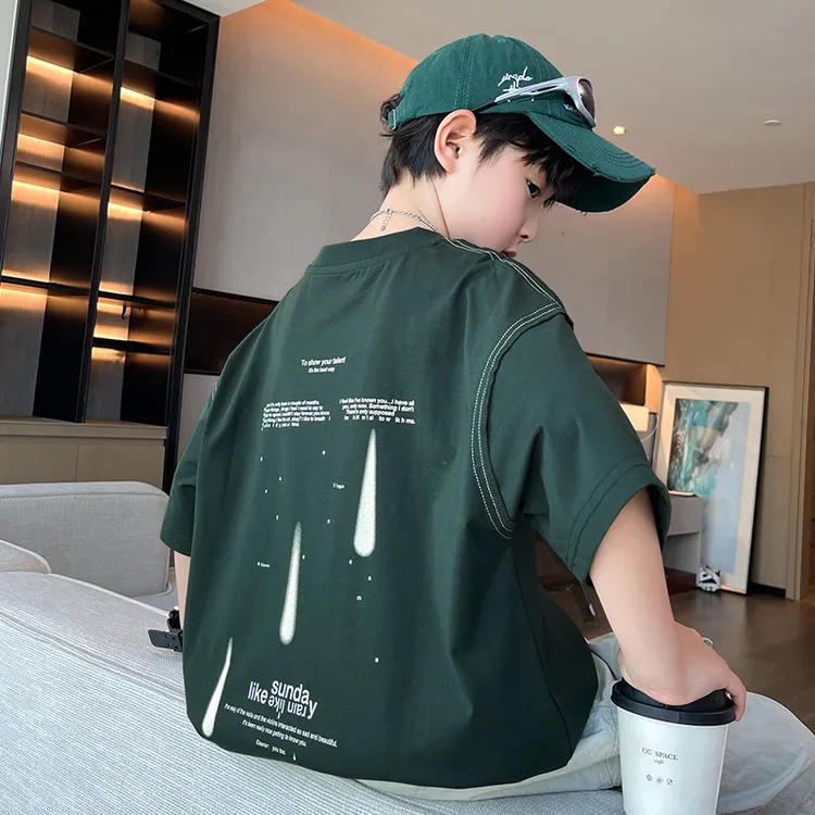 男童夏季薄款短袖t恤中大童时髦帅气韩版炸街打底衫儿童上衣男孩T