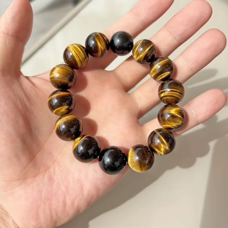 悦己专属【男士幸运之瞳】16mm大颗天然黄虎眼虎睛石金曜石 强气场YM0023