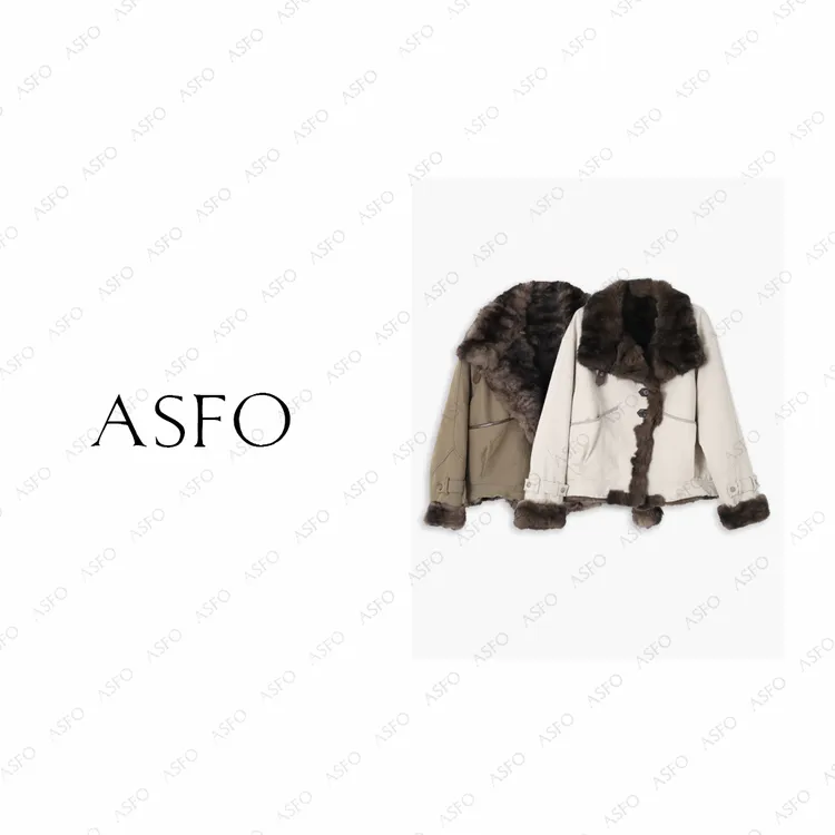 【AS选修】25新时尚拼接双穿大翻领兔毛皮毛一体AS25DMNWT04448