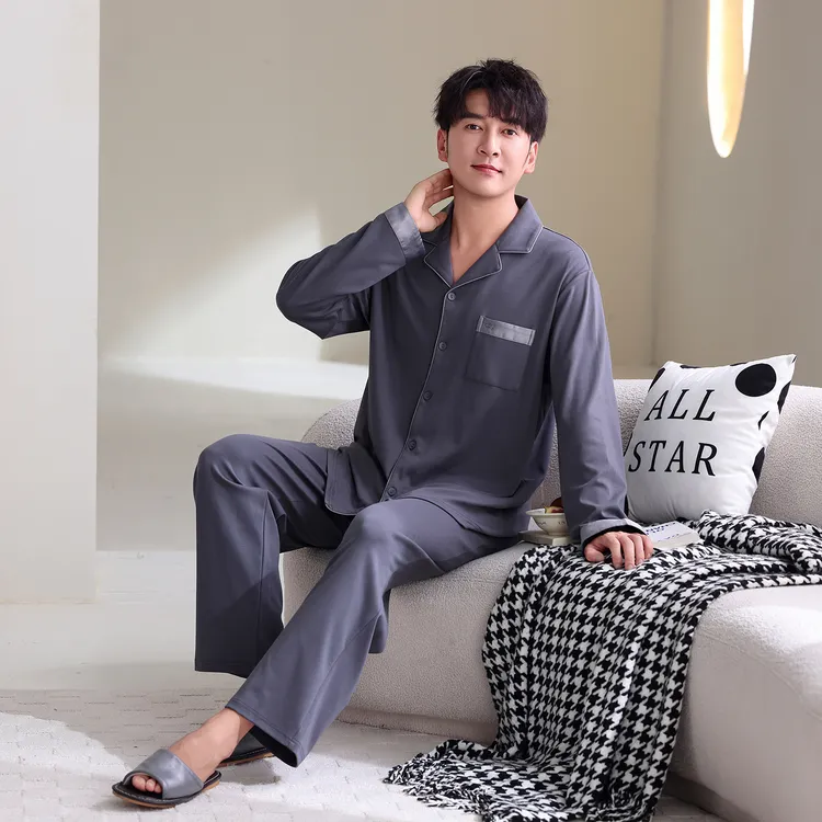 朵岑长袖长裤睡衣春秋季纯棉男家居服套装情侣舒适外穿宽松休闲