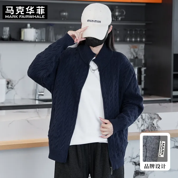 MARK FAIRWHALE/马克华菲秋季新款针织外套男士宽松休闲拉链时尚