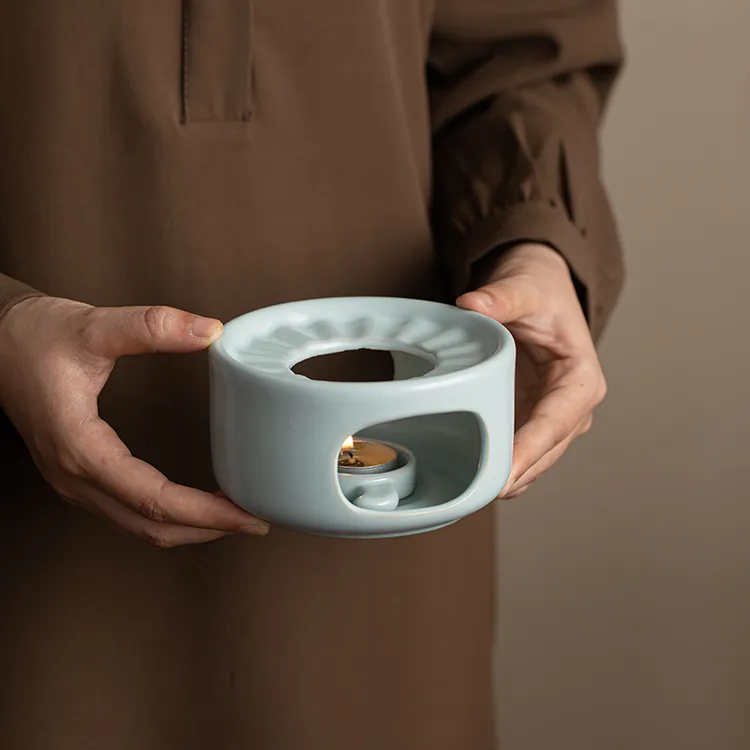 高档汝窑天青温茶炉蜡烛加热底座煮茶炉茶壶保温底座茶道配件茶具