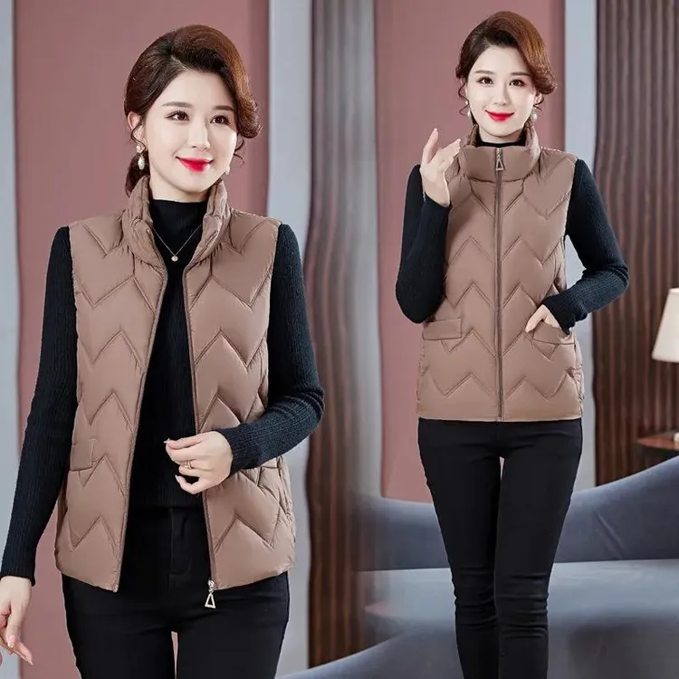 范哲萨新款羽绒棉服女轻便短款宽松2025韩版加厚大码百搭坎肩马甲