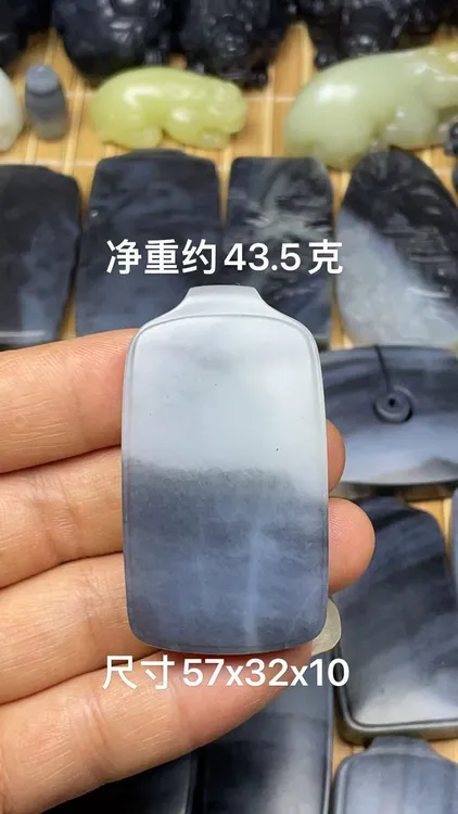 天然和田玉籽 料青花手工意境平安无事牌玉佩挂件吊坠