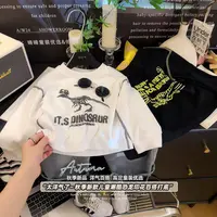 【发泡重工无骨】2025年秋季新款纯棉儿童潮牌百搭运动印花圆领长袖