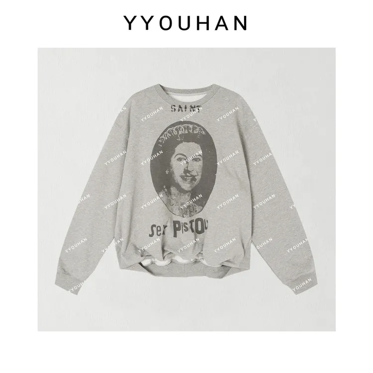 YYOUHAN 2025新款【铅笔素描】极简人像显瘦百搭字母卫衣 2508C4851