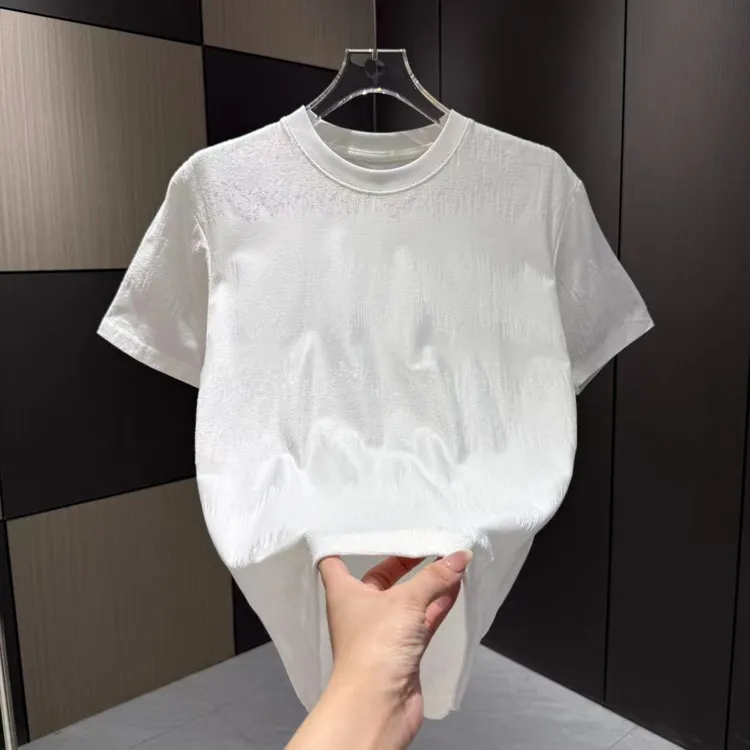 夏季男士立体牙刷绣质感百搭潮流渐变短袖98025