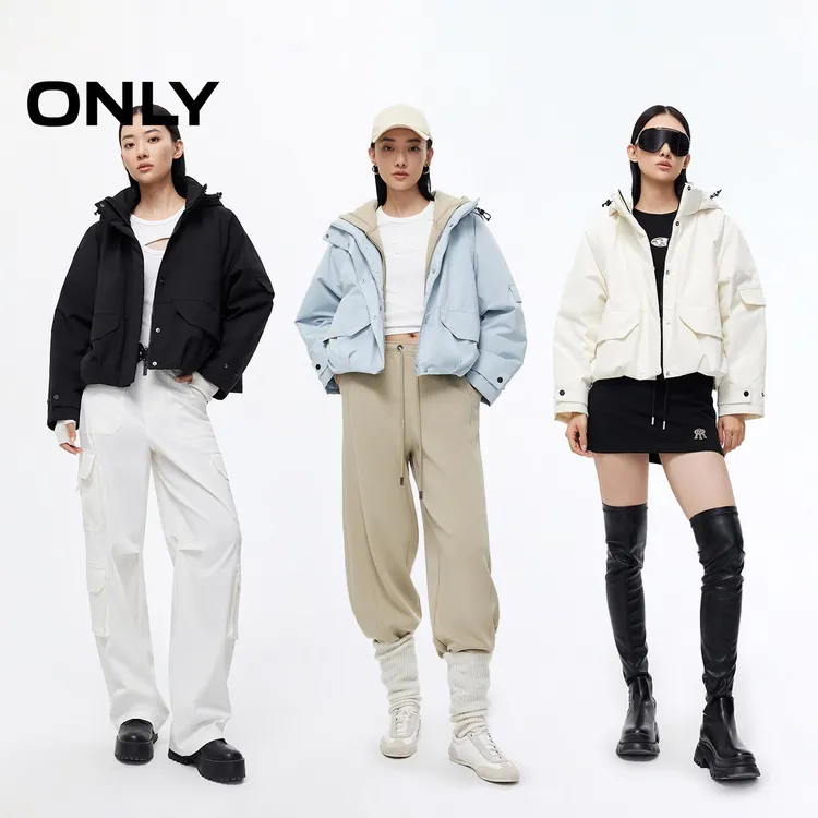 ONLY秋冬轻户外可拆卸连帽短款棉服女宽松休闲拍照必备|125322010