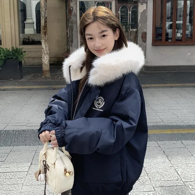 牛角扣棉服女款2025新款冬季加厚小个子派克服棉衣学院风棉袄外套