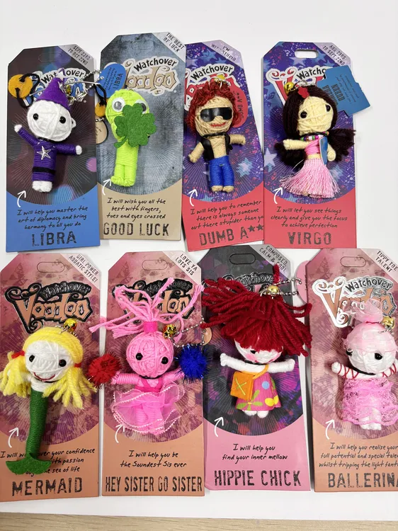 新款上市 巫毒娃娃挂件 巴掌娃娃 手工编制玩偶 带故事卡牌