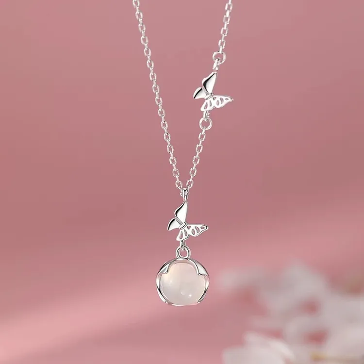 链子足银 999纯银蝴蝶项链轻奢高级感锁骨链颈链女小众首饰不掉色