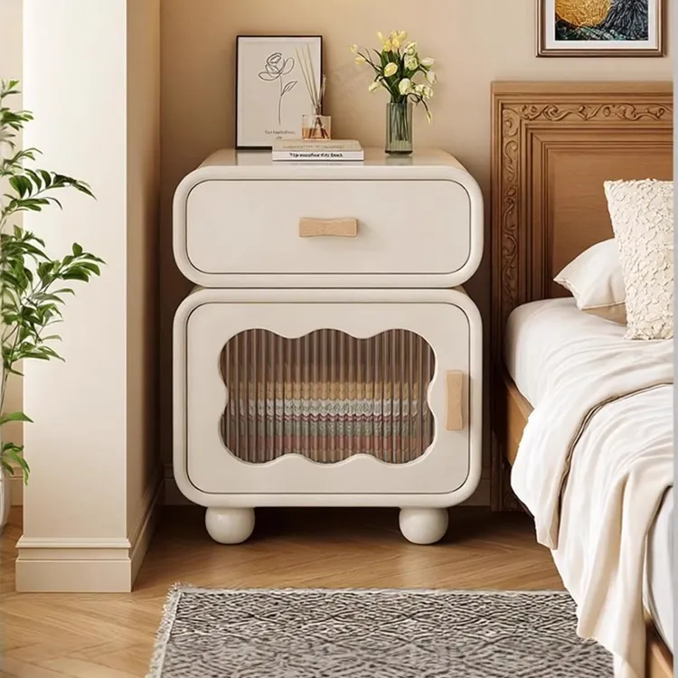 床头柜2025新款家用儿童卧室创意简约设计感小众小型实木床边柜子