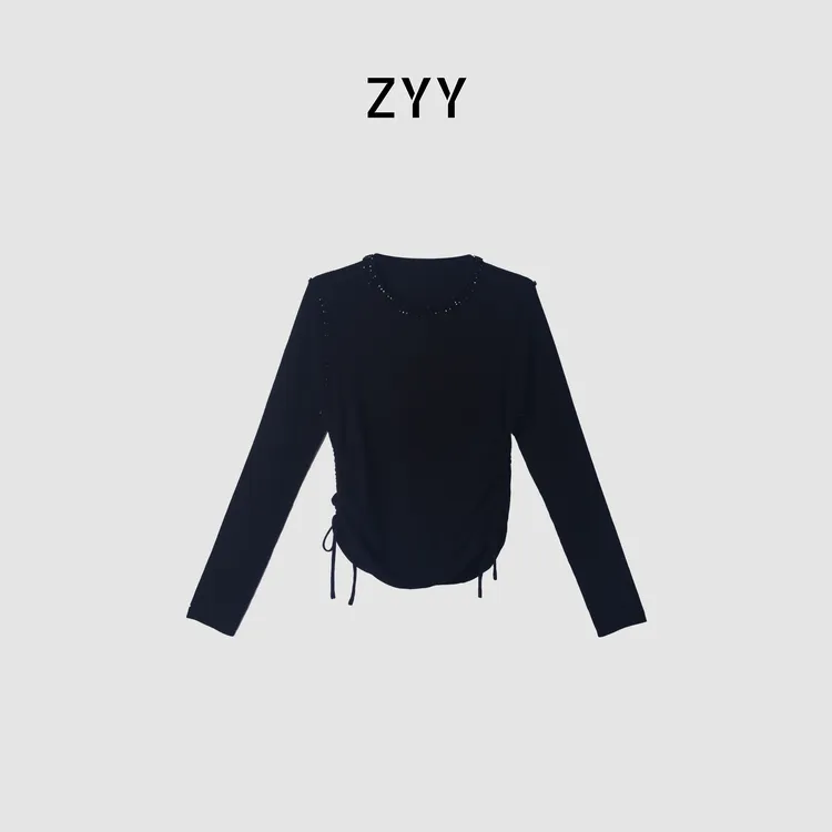 ZYY【小美好】2025/S新品法式钉珠圆领内搭针织衫毛衣25DMY05181