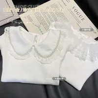 女童衬衫秋季2025新款洋气儿童蕾丝娃娃领长袖衬衣女孩韩版打底衫