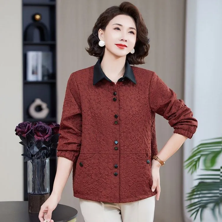 妈妈春装外套中老年女洋气立体花开衫上衣春秋装休闲百搭