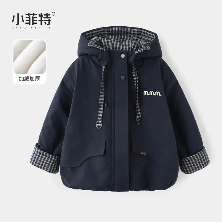 小菲特套装小女孩新款冬装加绒保暖蓄热连帽女童外套YNYD57075