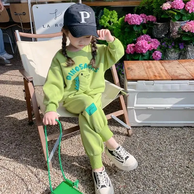 女童秋装套装2025新款洋气女宝宝春秋季运动小童两件套韩版卫衣服