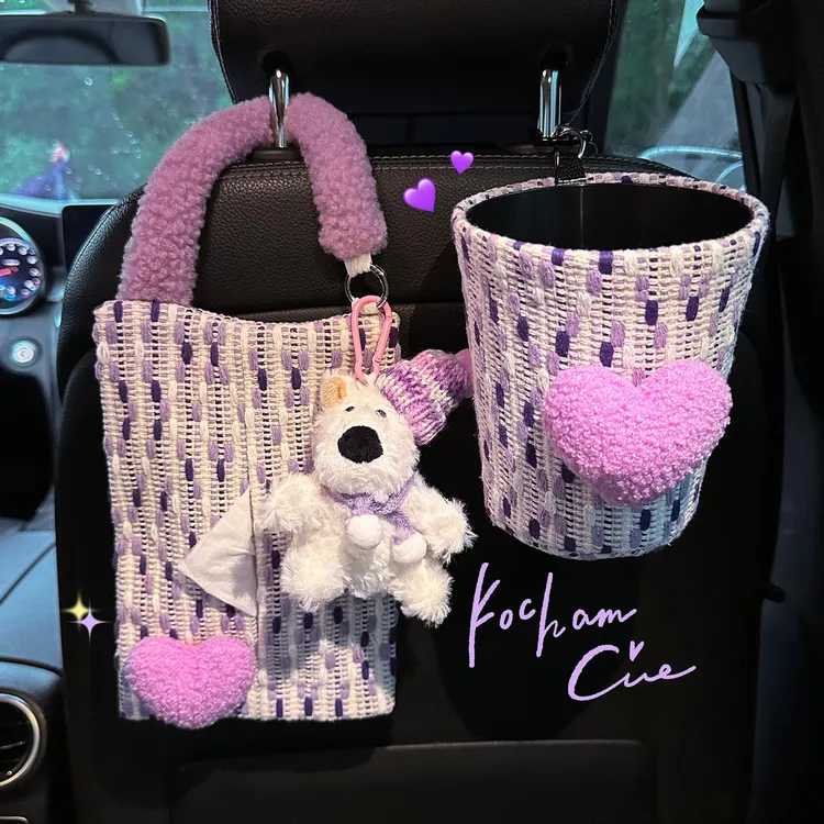 西高地车载纸巾盒垃圾桶二合一网红汽车纸巾袋挂式高级感垃圾桶袋