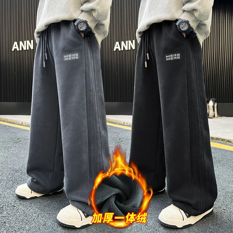 男童秋冬款裤子2026新款儿童冬装中大童男孩运动裤加绒加厚冬季潮