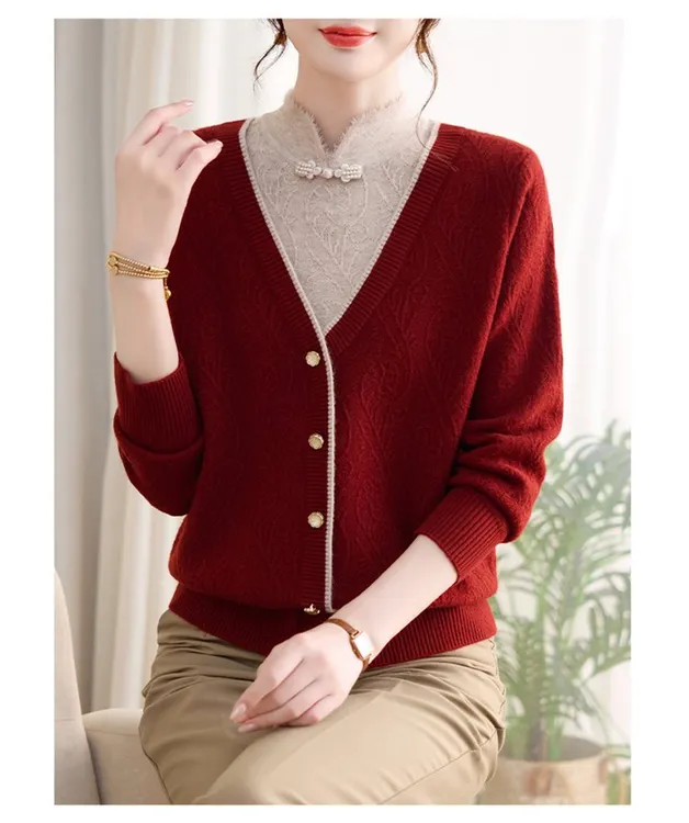 中老年女装洋气短款外套中式中老年女针织小衫外搭25207