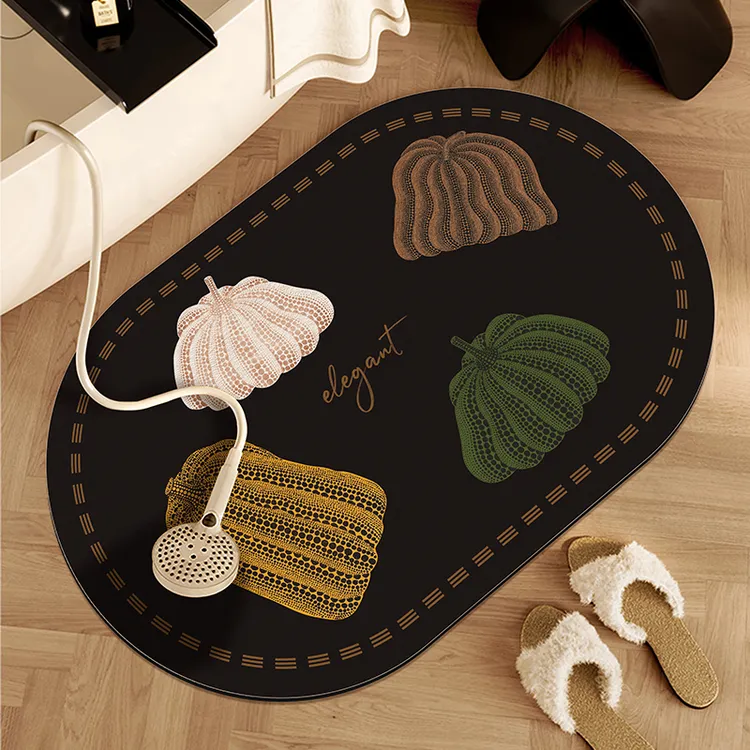 浴室门口吸水垫厕所硅藻泥地垫卫生间软家用地毯新款门口脚垫南瓜