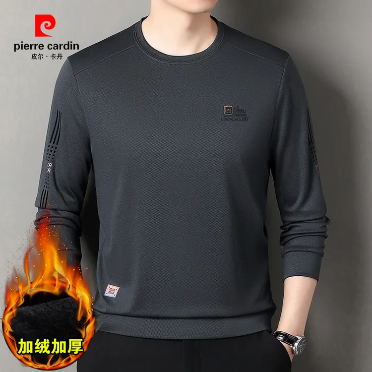 皮尔卡丹2025冬季加绒男士卫衣新款轻奢高档圆领休闲宽松长袖上衣
