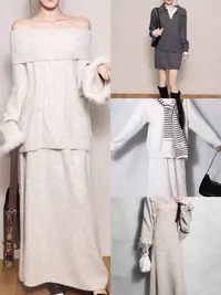 【300到399】十三行秋冬新款法式显瘦气质设计感连衣裙套装.
