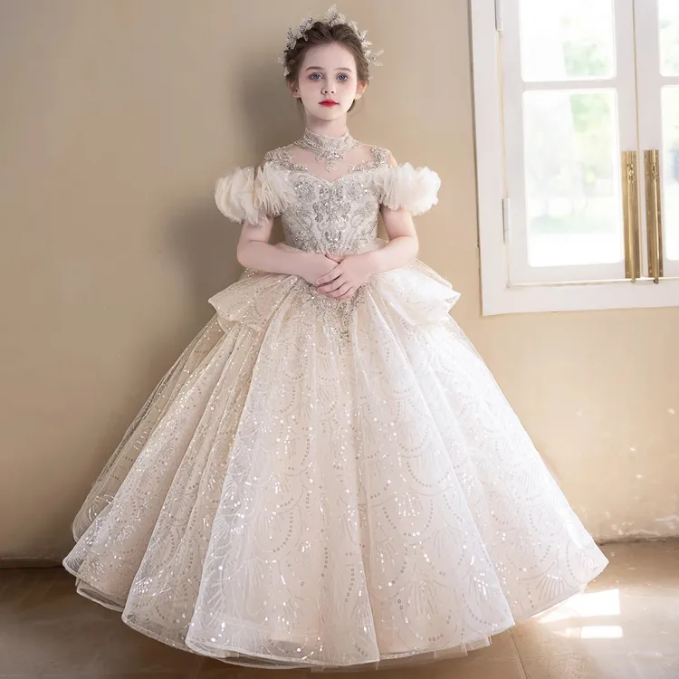 女童礼服轻奢小众高端花童婚纱小女孩生日party公主裙朗诵演出服