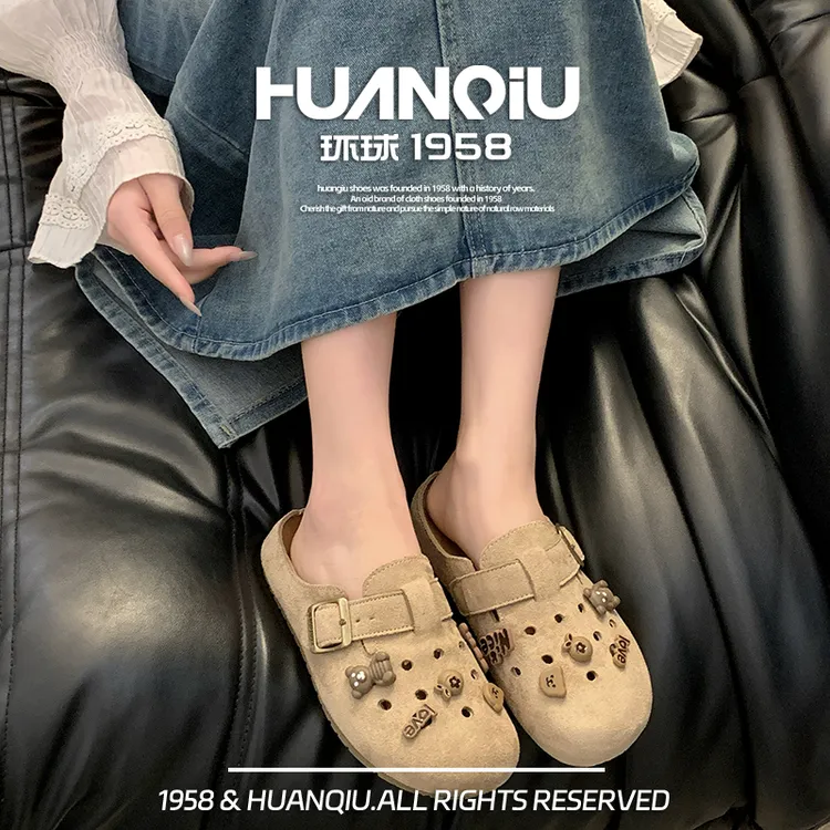 环球/HUANQIU2025新款半拖勃肯鞋流光风穿裙子鞋子洞洞鞋拖鞋女鞋