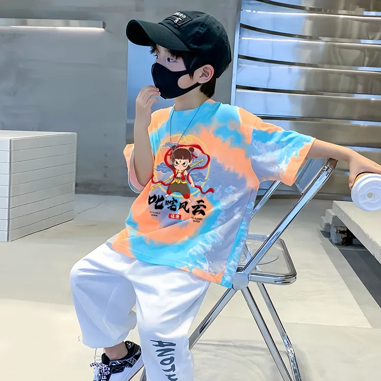 儿童潮流时尚童装哪吒敖丙印花短袖恤夏季新款中大童男孩宽松上衣