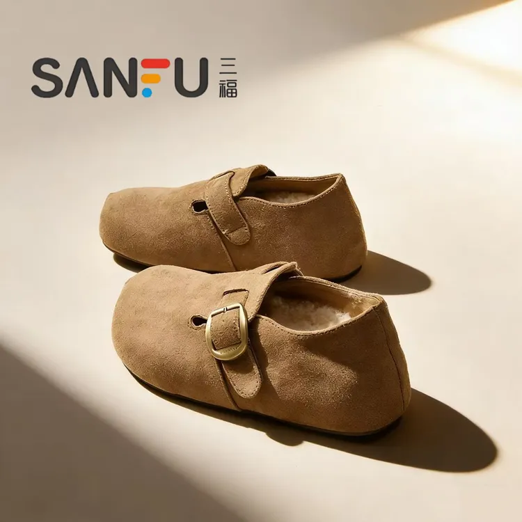 三福厚底内增高加绒勃肯鞋子女款2025新款秋冬季爆款雪地靴一脚蹬