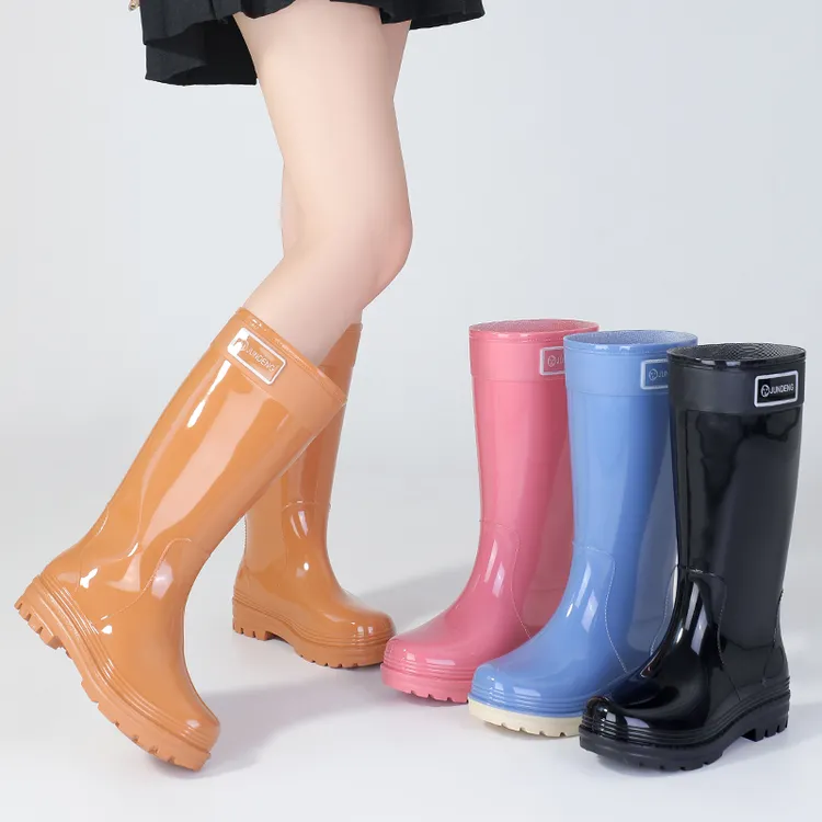 高颜值水鞋女款四季舒适牛筋底女士加绒保暖可拆防滑雨靴高筒雨鞋