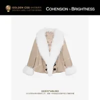 凝慧【焦糖奶茶】进口狐狸毛+95鹅绒时尚大毛领保暖羽绒服VS118