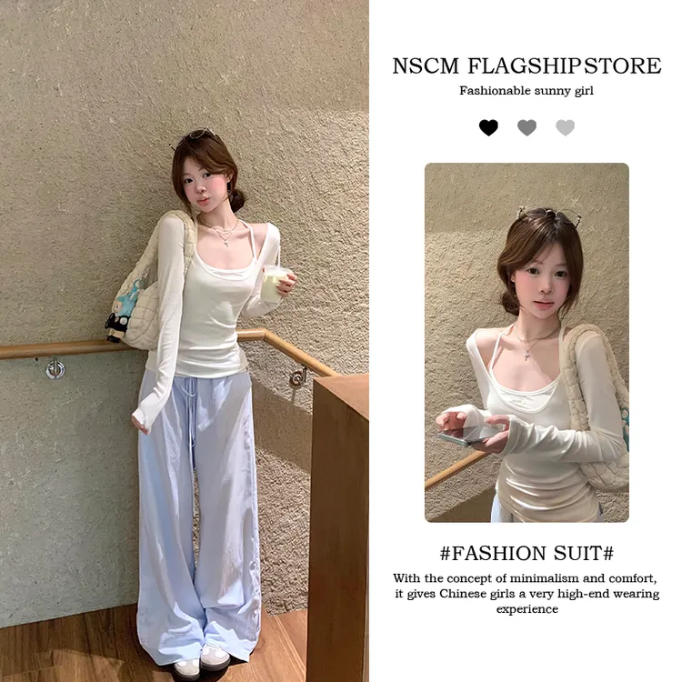 NSCM秋季新款时尚套装少女风上衣清冷系禅意衣服高腰休闲INS风