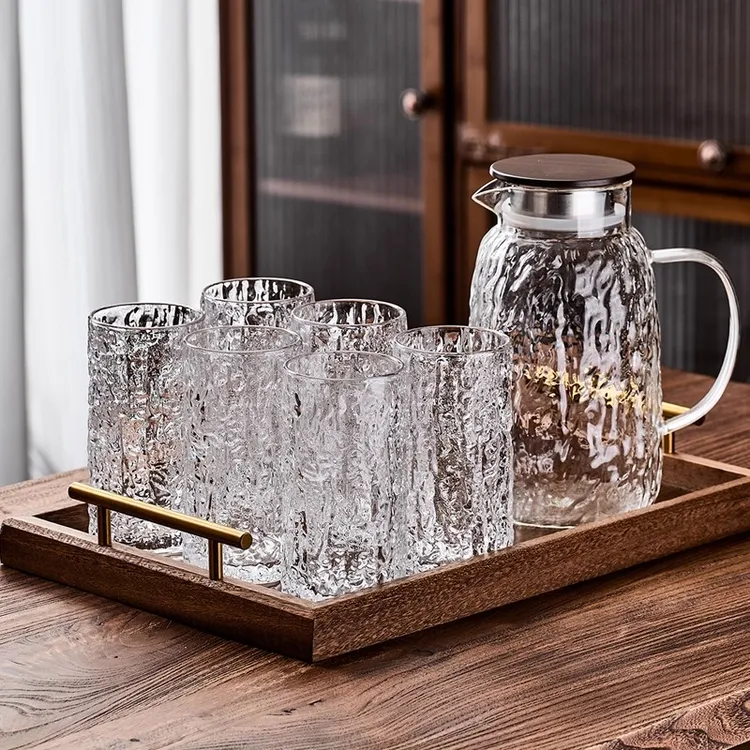 耐高温冷水壶家用客厅喝水杯玻璃杯大容量储水壶轻奢凉水杯套装