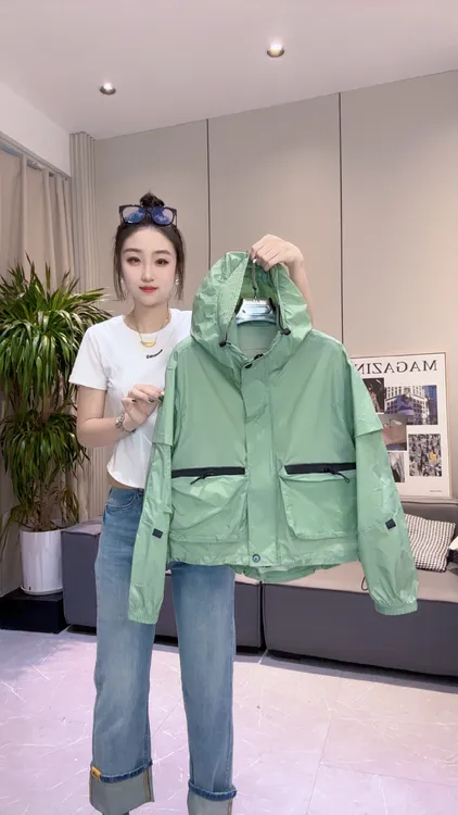 夏季连帽重工超薄速干户外休闲百搭防晒衣短外套10862