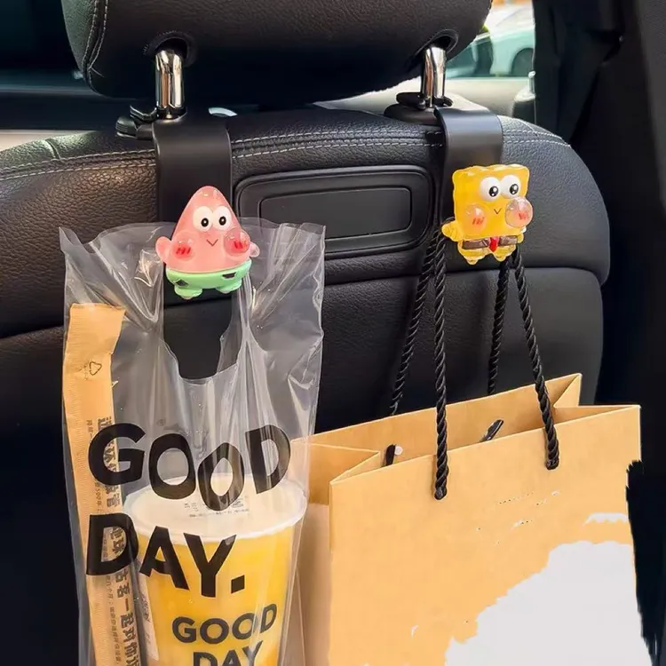 车载挂钩海绵宝宝可爱卡通汽车座椅挂钩收纳车用挂式后排储物钩子