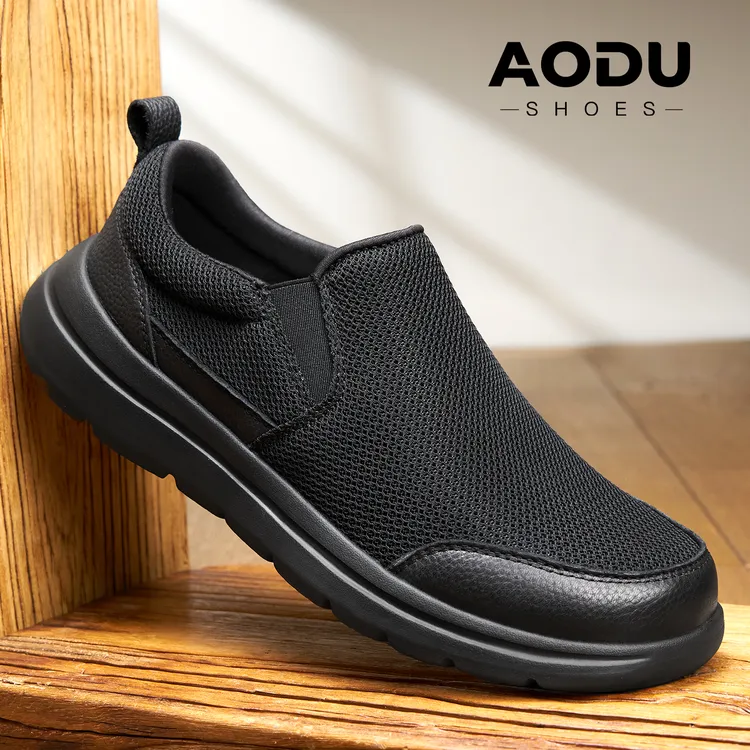 男士轻便休闲鞋老北京黑布鞋男爸爸鞋防滑软底一脚蹬男鞋秋季新款