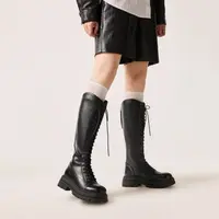 M8896-2新款女士V口显瘦不过膝时尚骑士靴百搭厚底长筒靴