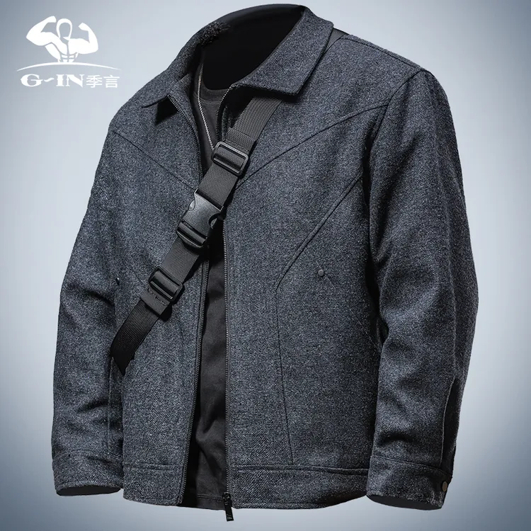 季言男士外套春秋款2025新款爆款商务休闲翻领夹克男帅气磨毛保暖