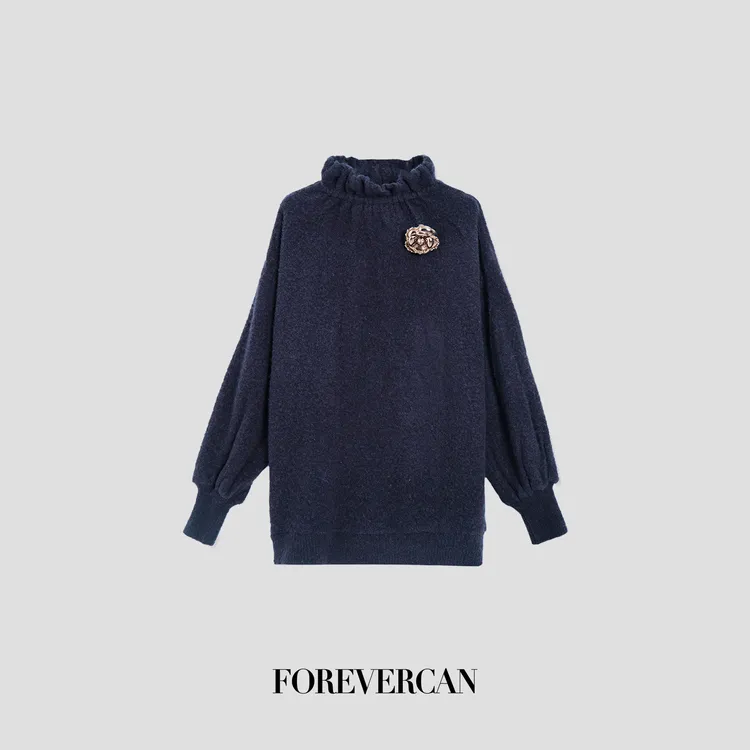 FOREVERCAN“比尔庄园”复古荷叶边高领灯笼袖上衣连衣裙 MY4280