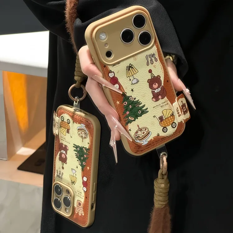 治愈系小熊圣诞树挂绳适用苹果17/16promax手机壳华为vivoppo小米