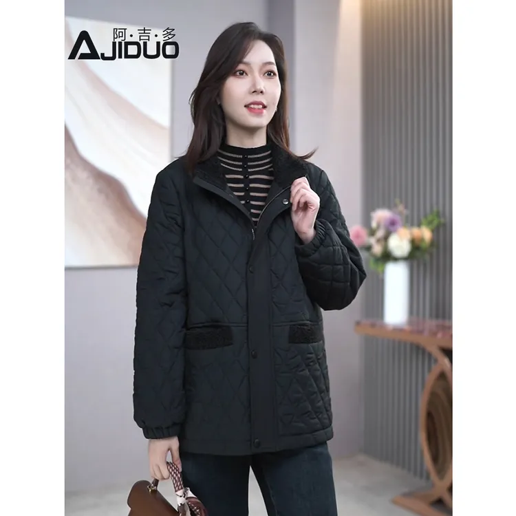 A32891时尚厚款洋气棉服外套女2025冬装新款百搭加厚防风保暖棉衣