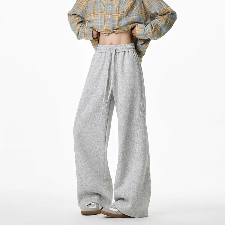 美式灰色弯刀卫裤男春秋直筒宽松重磅hiphop街舞裤子男休闲运动裤