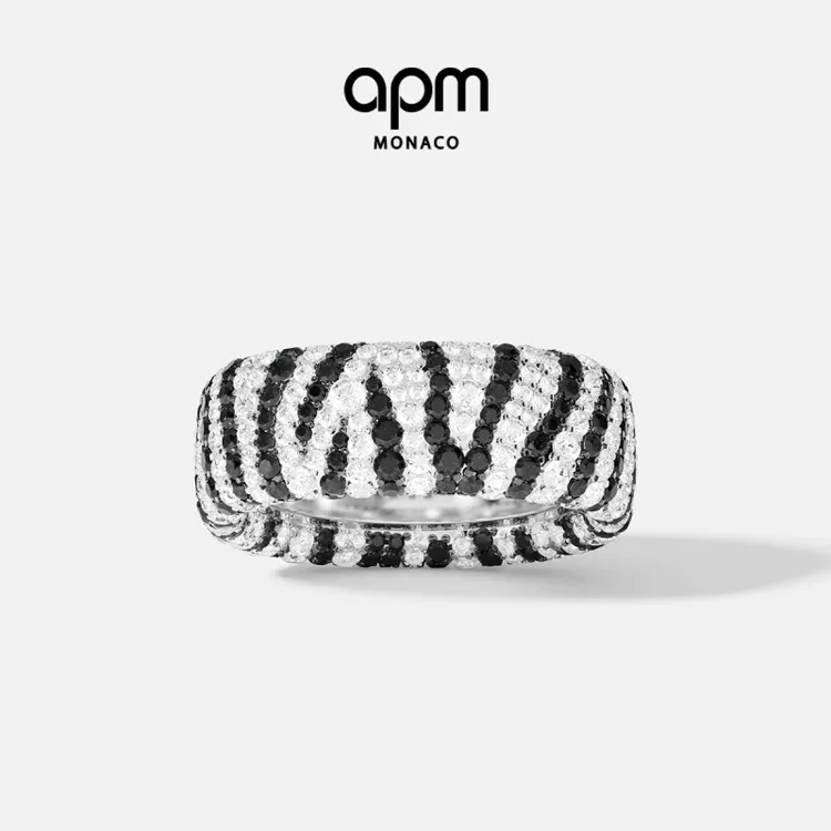 APM Monaco 加厚斑马纹戒指情侣明星同款首饰高级感对戒氛围感