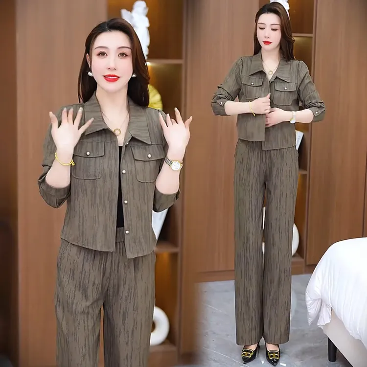 时尚套装女2025秋季新款洋气显瘦短款外套阔腿裤休闲显瘦两件套潮