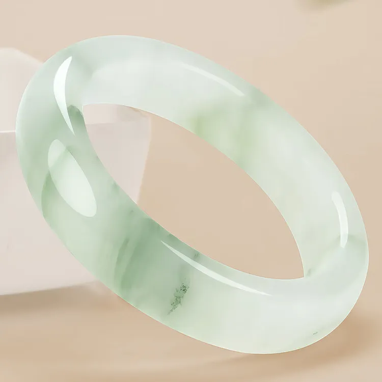 桃花新疆金丝玉天然天山翠玉镯石英质玉手镯女款饰品冰种气质