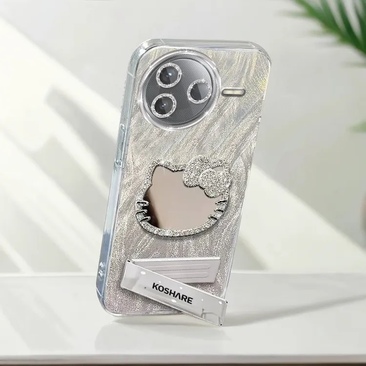 自带镜头膜红米K80手机壳全包RedmiK80Pro软壳镶钻kt猫镜子羽纱保